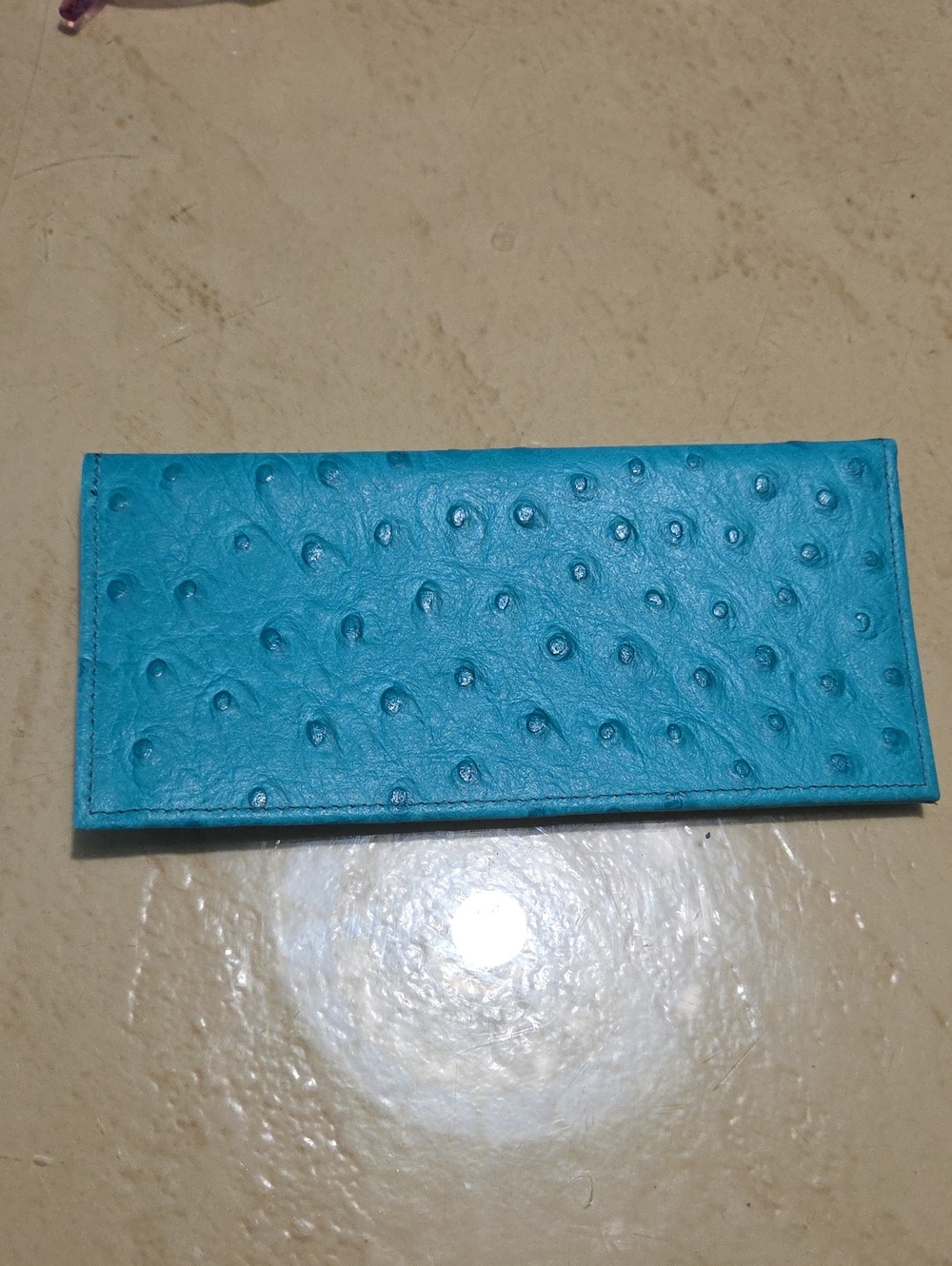 Turquoise Ostrich-Texture Long Wallet - Women Accessories